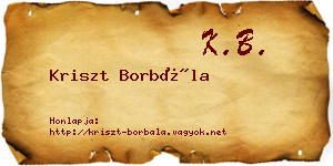 Kriszt Borbála névjegykártya